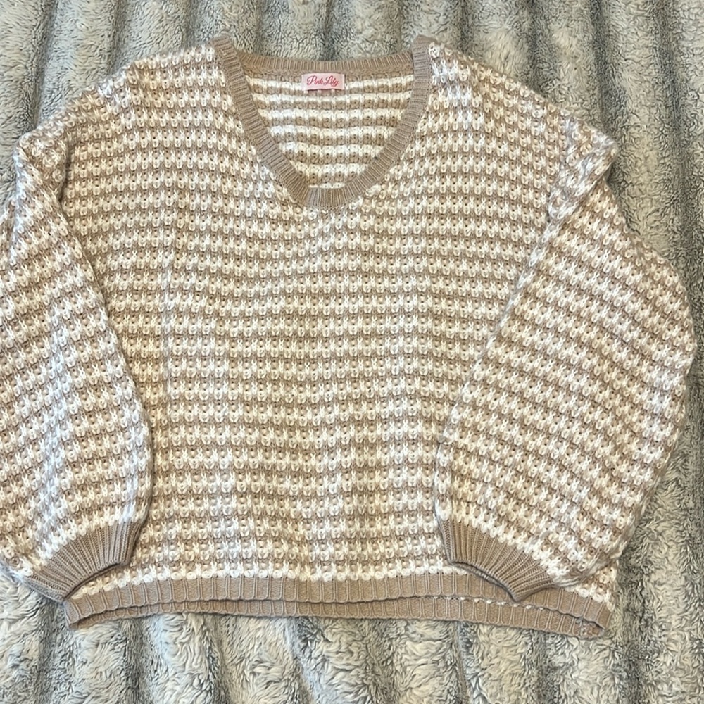 Balloon sleeve knit sweater